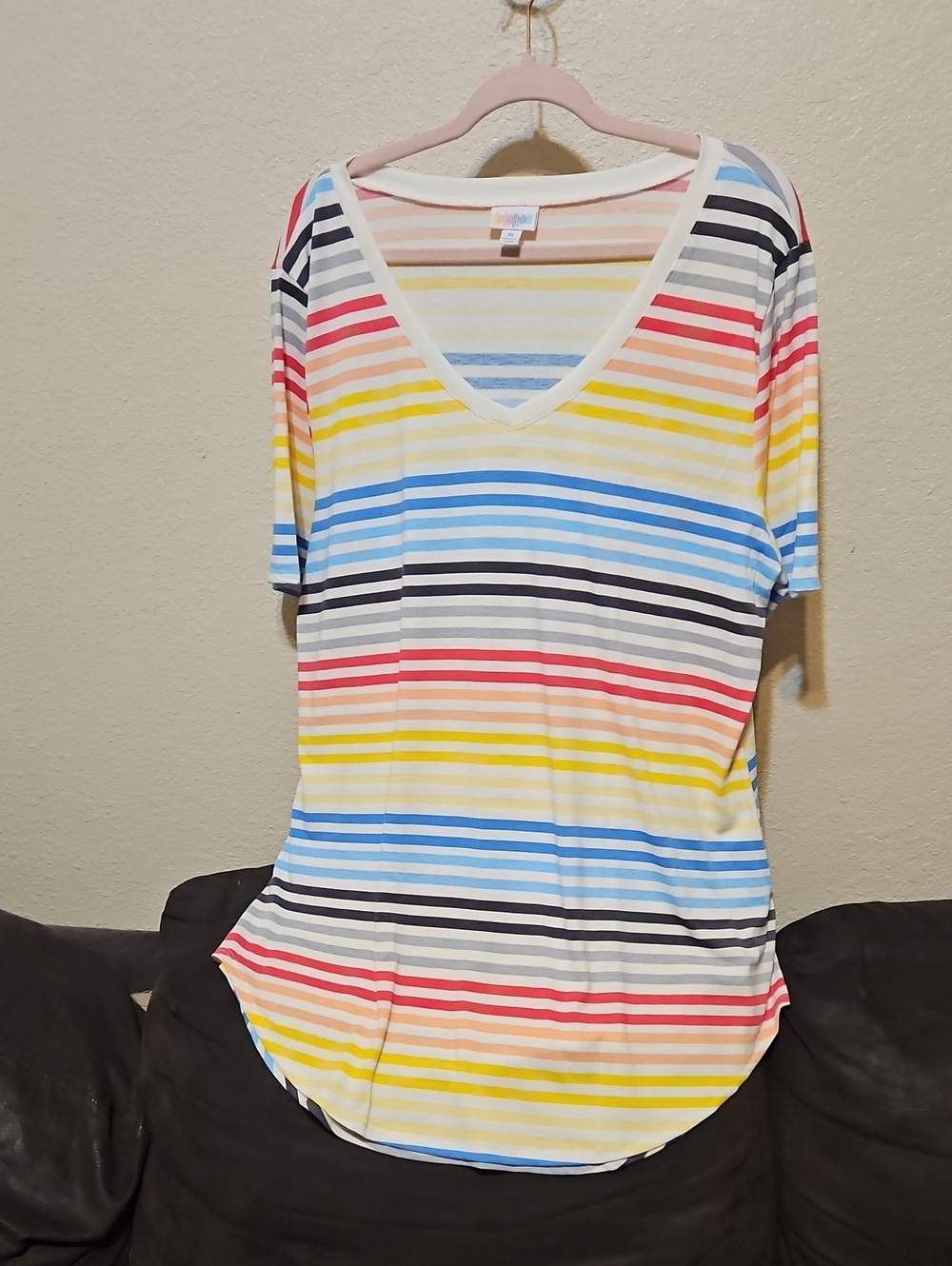 Striped V-Neck Women’s Top in Multi-Color
